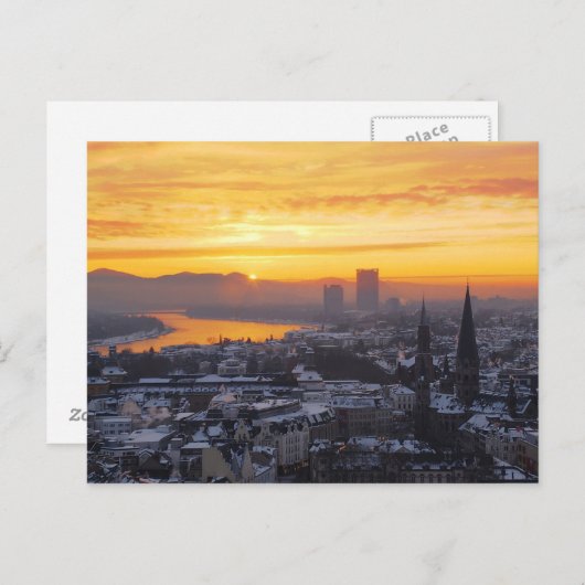 Briefkaart Sunrise boven Bonn in Duitsland (Voorkant / Achterkant)