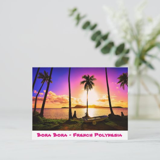 Briefkaart Sunset on Bora Bora, Frans-Polynesië (Staand voorkant)