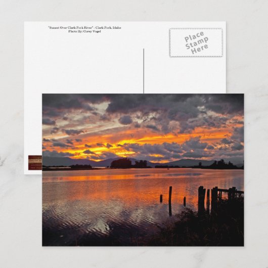 BRIEFKAART ~ "Sunset Over the Clark Fork River" (Voorkant / Achterkant)