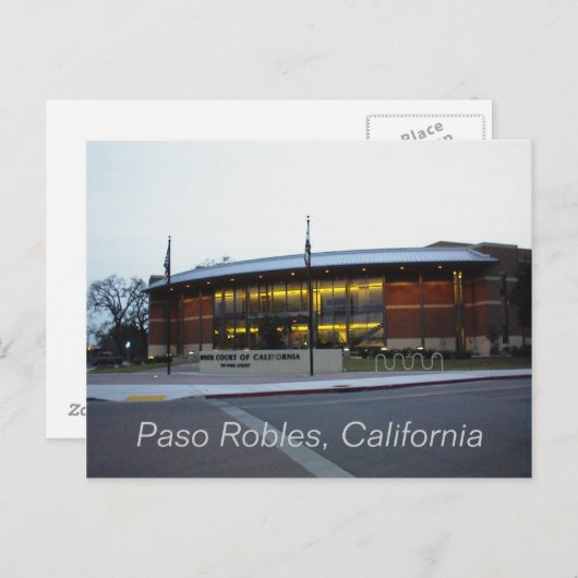 Briefkaart: Superior Court, Paso Robles, Californi Briefkaart (Voorkant / Achterkant)