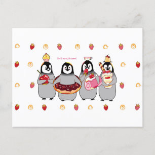 Briefkaart Sweet Dessert Penguins