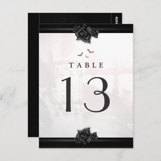 Briefkaart Tafel Kaarten Gothic Halloween Liefde (Voorkant / Achterkant)