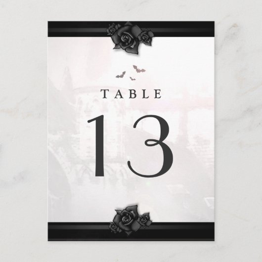 Briefkaart Tafel Kaarten Gothic Halloween Liefde (Voorkant)