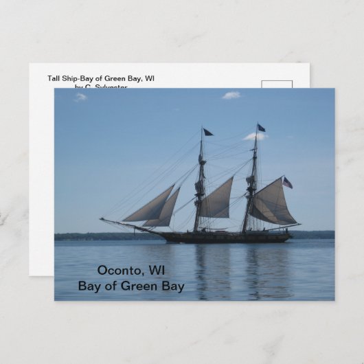 Briefkaart - Tall Ship, Bay Green Bay, WI (Voorkant / Achterkant)
