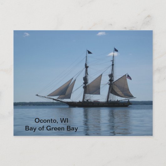 Briefkaart - Tall Ship, Bay Green Bay, WI (Voorkant)