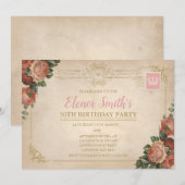 Briefkaart Tea Party Verjaardagsuitnodiging (Voorkant / Achterkant)