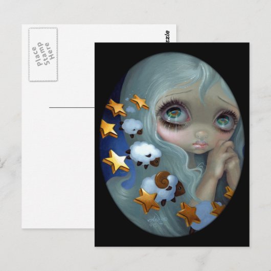 briefkaart "telende schapen" (Voorkant / Achterkant)