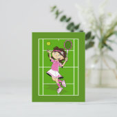 Briefkaart Tennis Girl (Staand voorkant)