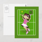 Briefkaart Tennis Girl (Voorkant / Achterkant)