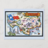 Briefkaart Texas State Map (Voorkant)