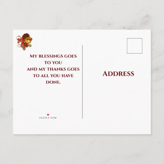 Briefkaart Thanksgiving begroeting (Achterkant)