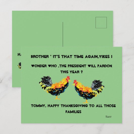 Briefkaart: Thanksgiving Post Kaart (Voorkant / Achterkant)