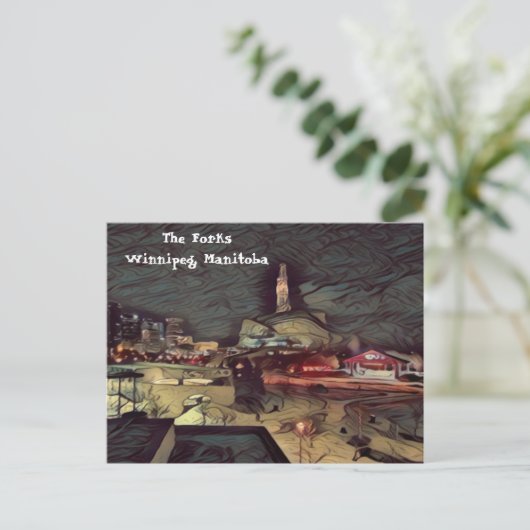 Briefkaart The Forks Winnipeg, MB. (Staand voorkant)