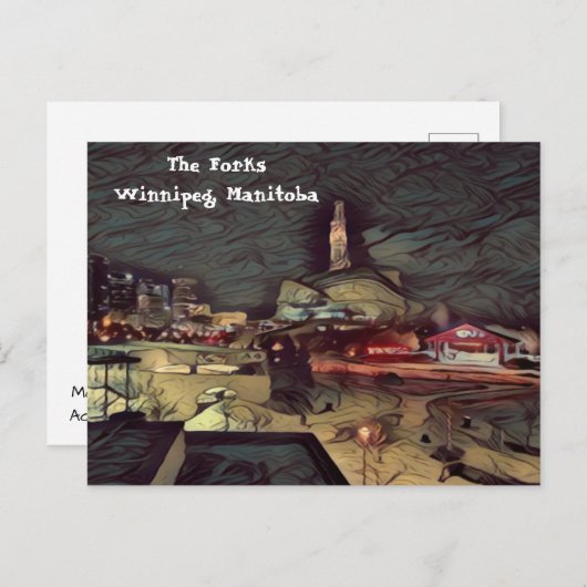 Briefkaart The Forks Winnipeg, MB. (Voorkant / Achterkant)