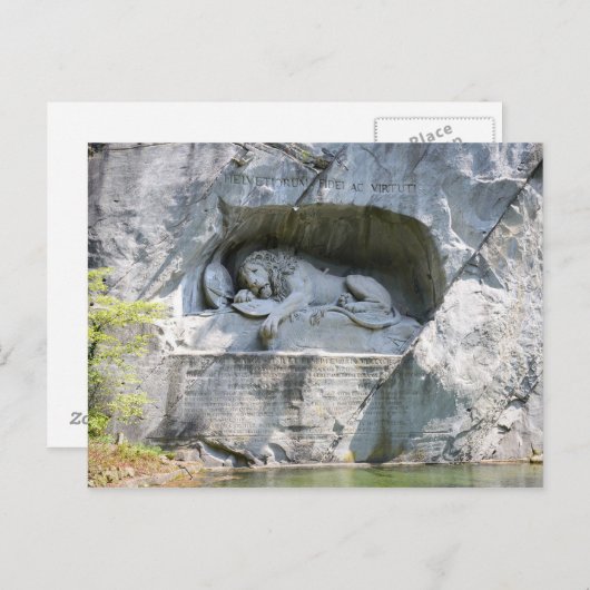 Briefkaart The Lion Monument, Lucerne, Zwitserland (Voorkant / Achterkant)