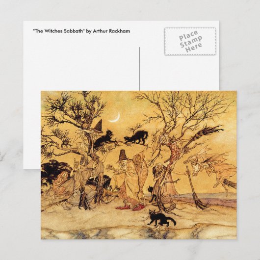 Briefkaart: The Witches Sabbath - Halloween Art Briefkaart (Voorkant / Achterkant)