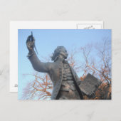 Briefkaart Thomas Paine Statue Holding RI's of Man (Voorkant / Achterkant)