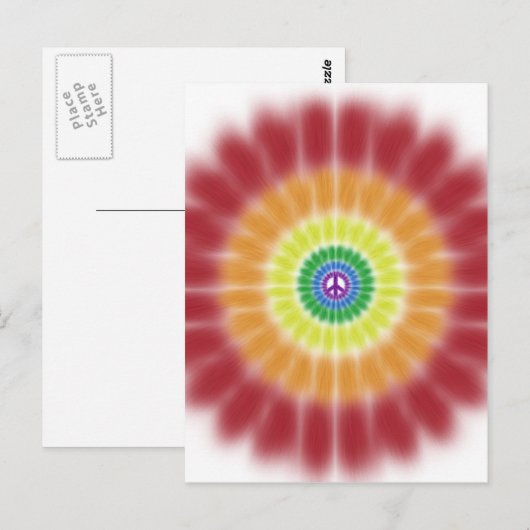 Briefkaart, Tie Dye Rainbow Peace Sign Explosion Briefkaart (Voorkant / Achterkant)