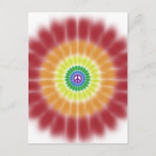 Briefkaart, Tie Dye Rainbow Peace Sign Explosion Briefkaart