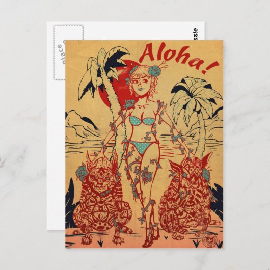 Briefkaart Tiki Dogs (Voorkant / Achterkant)