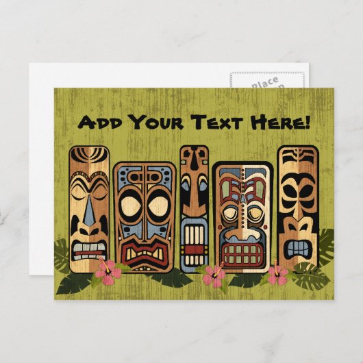 Briefkaart Tiki-partij (Voorkant / Achterkant)