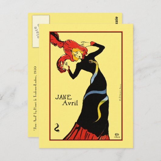Briefkaart: Toulouse Lautrec - Jane Avril Briefkaart (Voorkant / Achterkant)