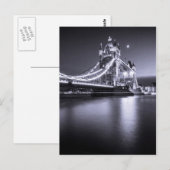 Briefkaart Tower Bridge 's nachts, Londen, Verenig (Voorkant / Achterkant)
