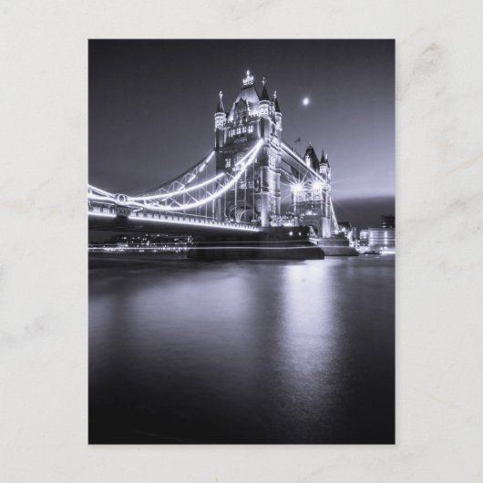 Briefkaart Tower Bridge 's nachts, Londen, Verenig (Voorkant)