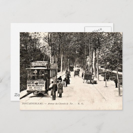 briefkaart, tram in Fontainbleau Briefkaart (Voorkant / Achterkant)