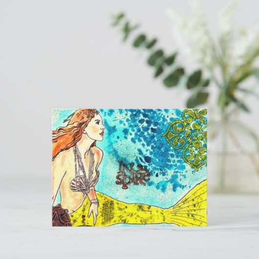 Briefkaart Tranquil Waters Mermaid (Staand voorkant)