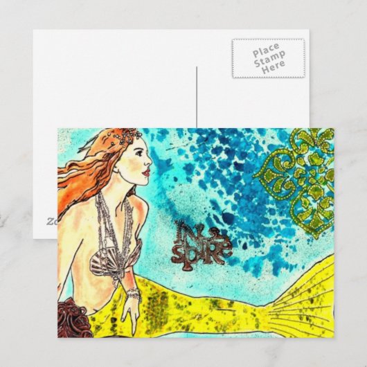 Briefkaart Tranquil Waters Mermaid (Voorkant / Achterkant)