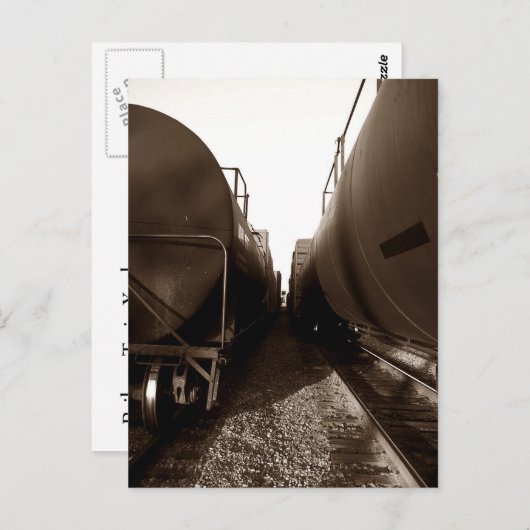 Briefkaart ~ TREIN YARD the LANG HALLWAY CARS (Voorkant / Achterkant)