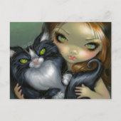 briefkaart "Tricksy Tuxedo Cat" (Voorkant)