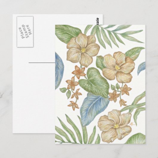 Briefkaart Tropische bloemen (Voorkant / Achterkant)