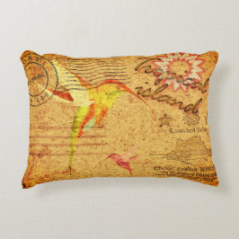  briefkaart tropische eilandkolibrie accent kussen