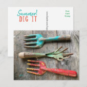 briefkaart tuinbouwgereedschap van Diane Heller 2 (Voorkant / Achterkant)