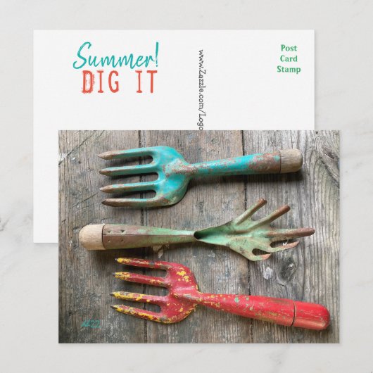 briefkaart tuinbouwgereedschap van Diane Heller 2 (Voorkant / Achterkant)