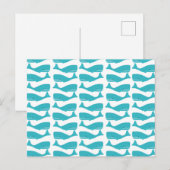 Briefkaart Turquoise Blue Whale Pattern (Voorkant / Achterkant)