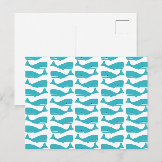 Briefkaart Turquoise Blue Whale Pattern (Voorkant / Achterkant)