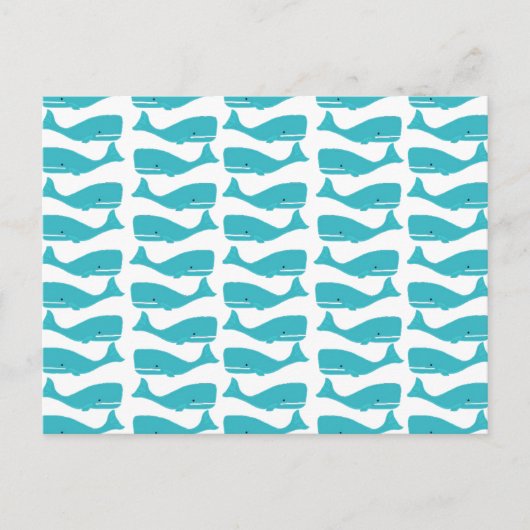 Briefkaart Turquoise Blue Whale Pattern (Voorkant)