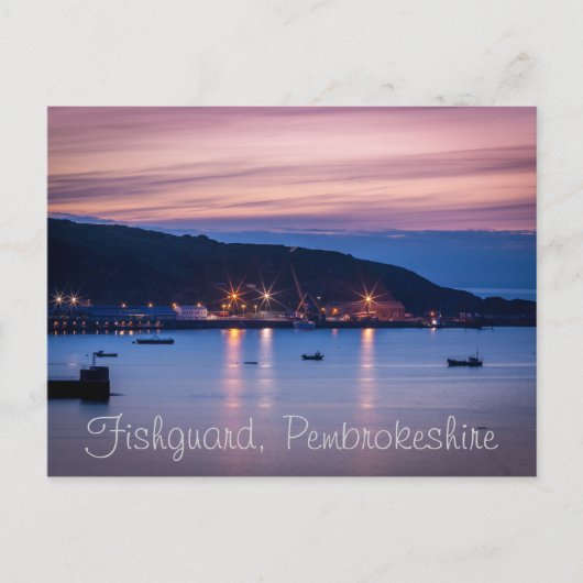 Briefkaart twilight Fishguard Pembrokeshire Wales (Voorkant)