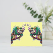 Briefkaart Twin Dragons (Staand voorkant)