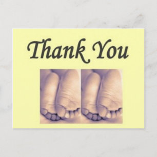 Briefkaart Twins Baby bedankt geel