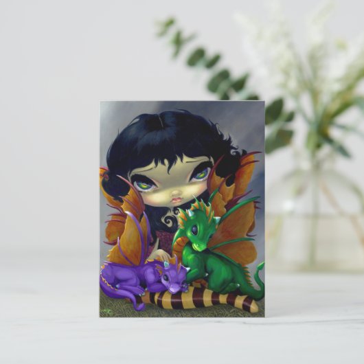 briefkaart "Two Cute Dragonlings" (Staand voorkant)