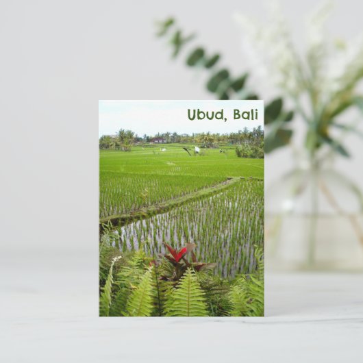 Briefkaart Ubud Bali Indonesië rijstvelden velden (Staand voorkant)