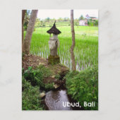 Briefkaart Ubud Bali Indonesië rijstveldtempel (Voorkant)