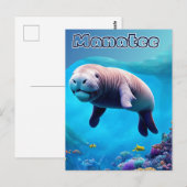 Briefkaart uit Florida, Cute Manatee in deep Ocean (Voorkant / Achterkant)