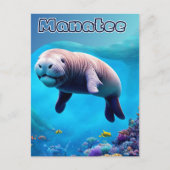 Briefkaart uit Florida, Cute Manatee in deep Ocean (Voorkant)