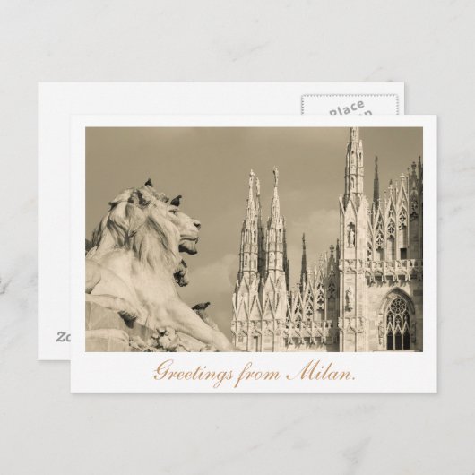 Briefkaart uit Milaan. (Voorkant / Achterkant)