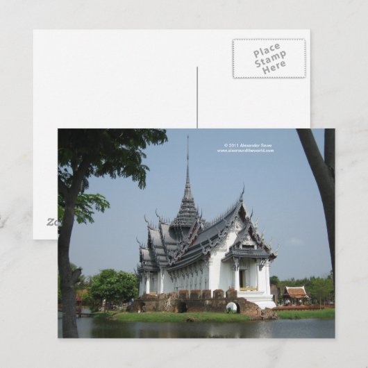Briefkaart uit Thailand met afbeelding van tempel (Voorkant / Achterkant)